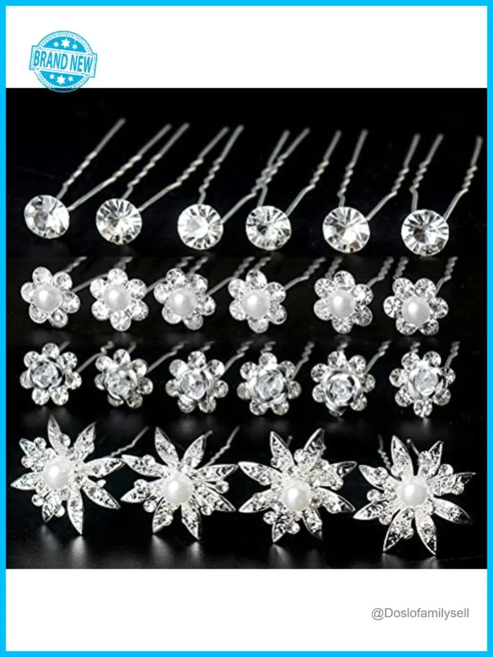 40 Piece Bridal Hair Pins Clips Barrettes Crystal Pearl Flowers Prom Hair